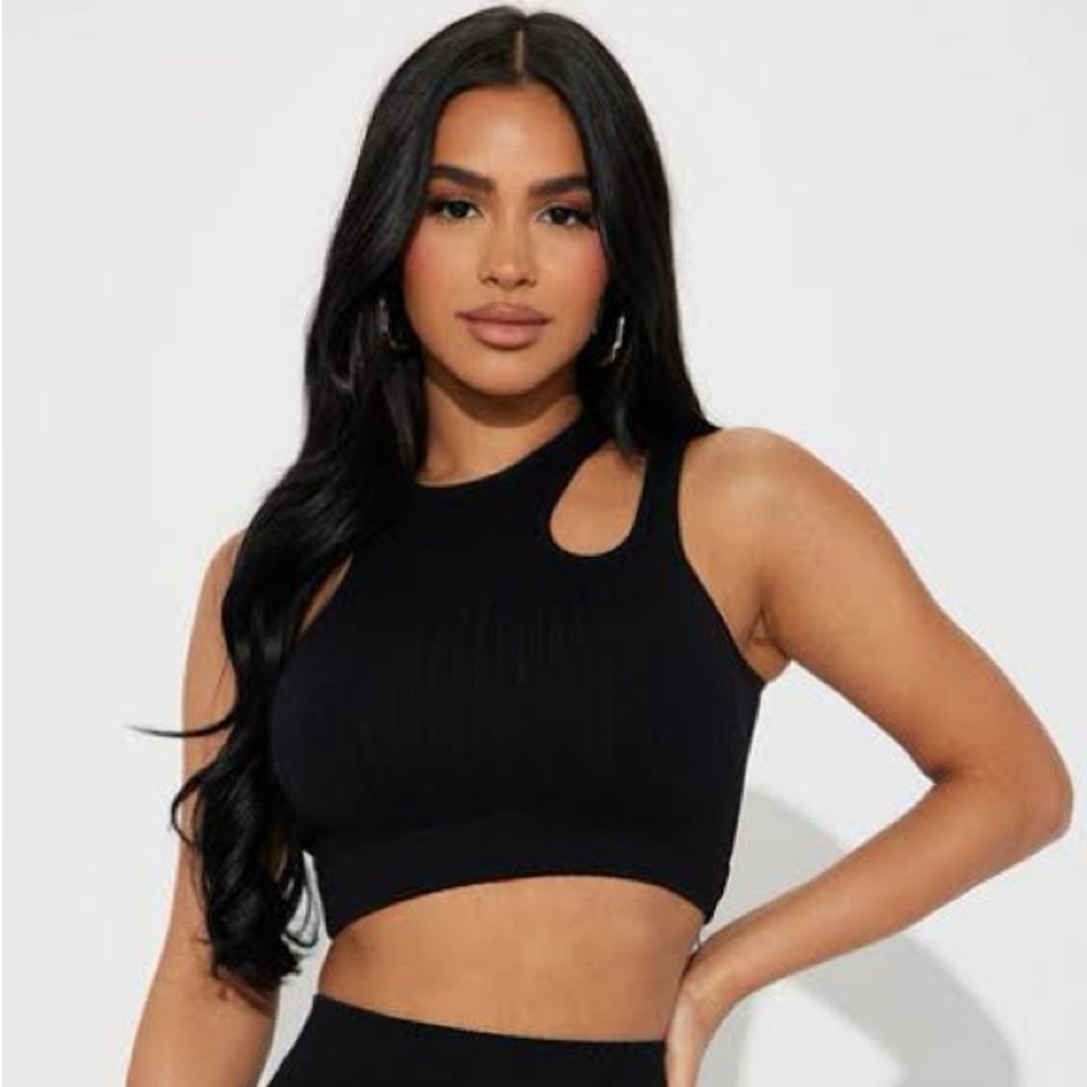 Black Cutout Crop Top NWT